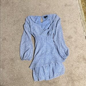 Chic Long Sleeve Blue Dress